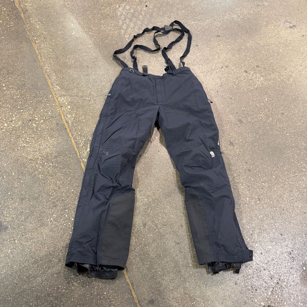 Mountain Hardwear Bib Pants Mens L Black Conduit Lined Waterproof Full Zip Ski